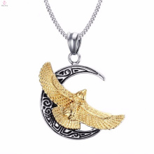 Personalized Crescent Pattern Gold Eagle Pendant Jewelry